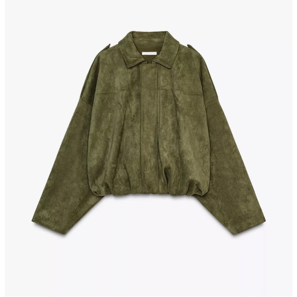 Zara Suede Effect Bomber - Size Small